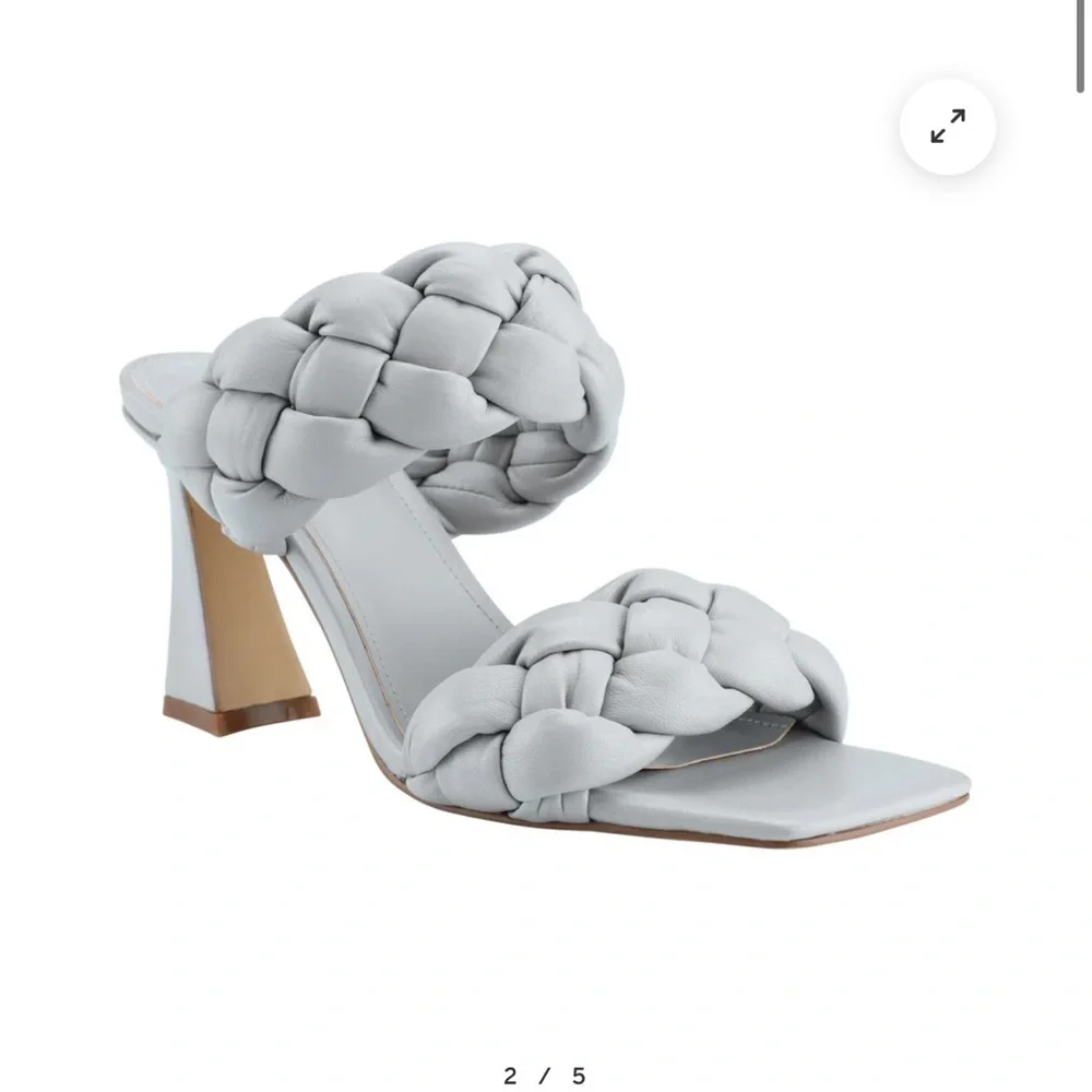 Marc Fisher Gray Hammy Heeled Slide Womens Dress Braided Rope Strap Sandals 10